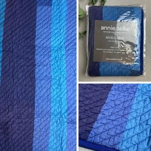 Annie Selke 26" x 26" Mod Cabin Quilted Euro Pillow Sham Blue 100% Cotton NEW